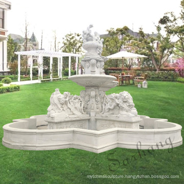 Outdoor modern natural stone street water fountain marble 3 tier water feature large foutntains